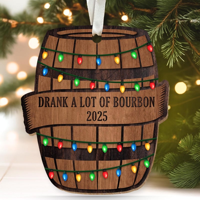 SUCHAGIFT Bourbon Ornament - Bourbon Ornaments for Christmas Tree, Whiskey Ornaments - Funny Gifts for Men, Dad, Husband, Lover - Wood Ornament 2025 - Image 1